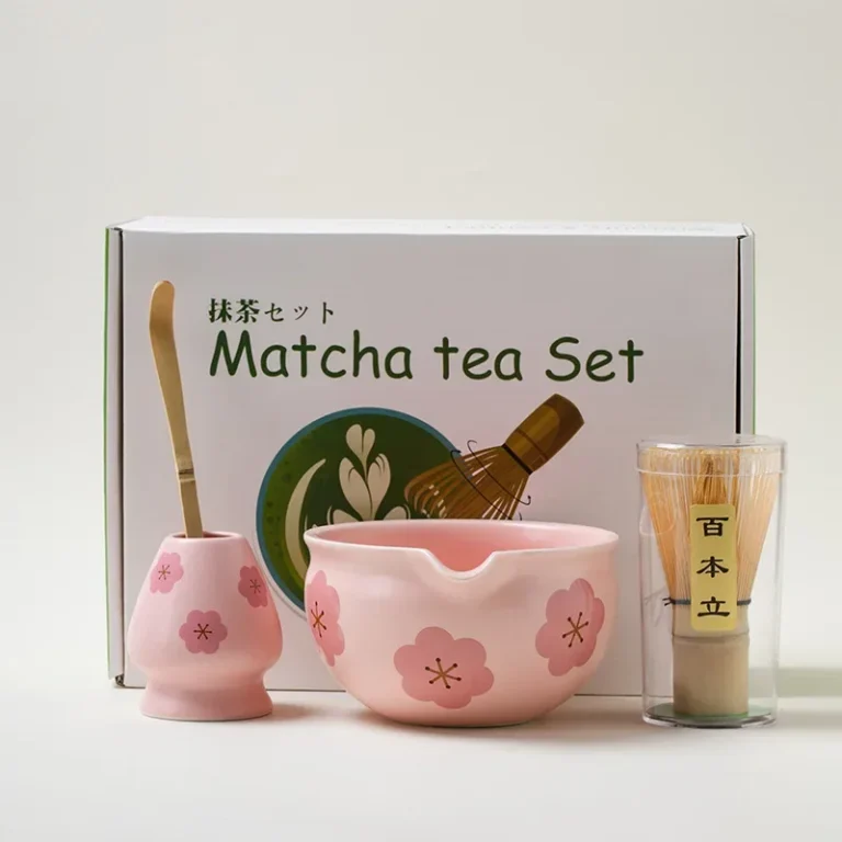 4/5/7/10PCS Matcha Teaset Gift Box Flowers Ceramic Bowl Matcha Whisk Scoop Bamboo Brush Exquisite Kit for Tea Lovers