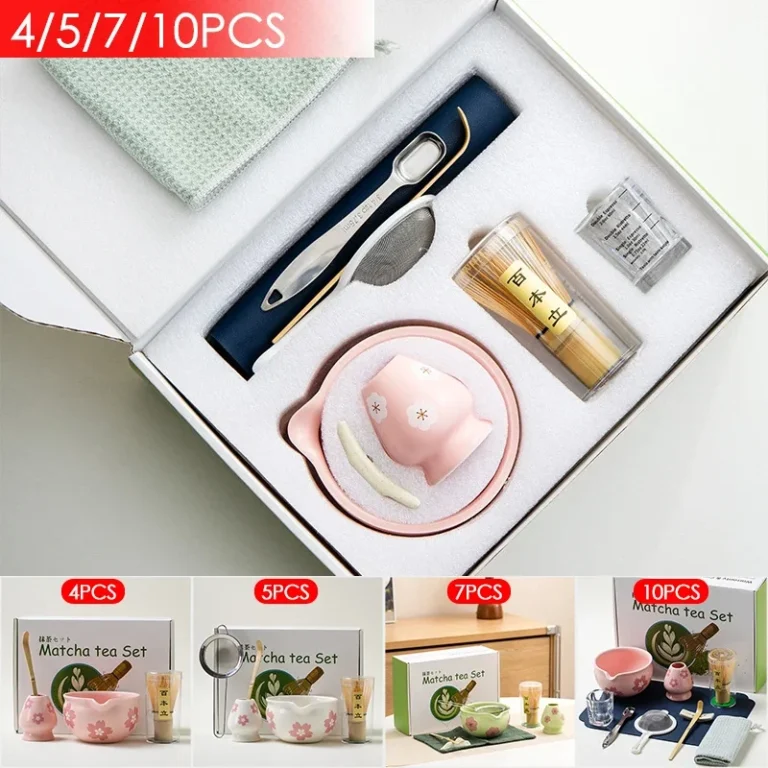 4/5/7/10PCS Matcha Teaset Gift Box Flowers Ceramic Bowl Matcha Whisk Scoop Bamboo Brush Exquisite Kit for Tea Lovers - Image 2