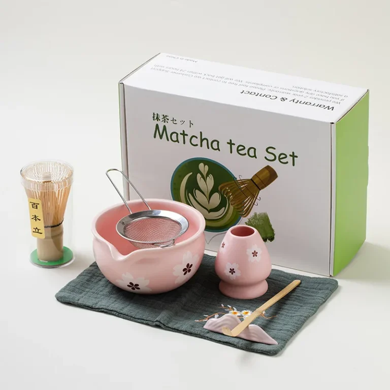 4/5/7/10PCS Matcha Teaset Gift Box Flowers Ceramic Bowl Matcha Whisk Scoop Bamboo Brush Exquisite Kit for Tea Lovers - Image 3