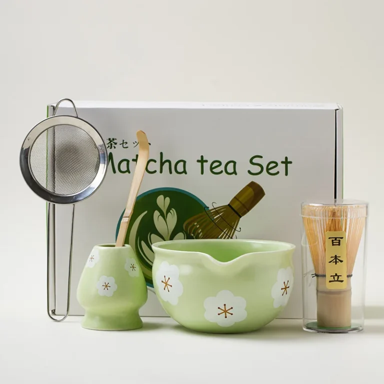 4/5/7/10PCS Matcha Teaset Gift Box Flowers Ceramic Bowl Matcha Whisk Scoop Bamboo Brush Exquisite Kit for Tea Lovers - Image 4