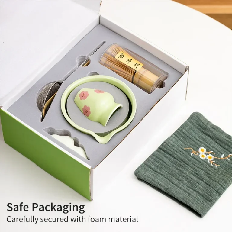 4/5/7/10PCS Matcha Teaset Gift Box Flowers Ceramic Bowl Matcha Whisk Scoop Bamboo Brush Exquisite Kit for Tea Lovers - Image 6