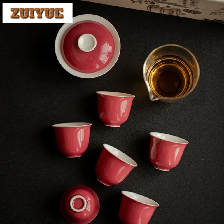 Color Glaze Rouge Red Lid Bowl Tea Set Complete Set Aesthetic Tea Ceremony Set Tea Maker Teapot And Tea Cup Set Teaset Craft - Image 4