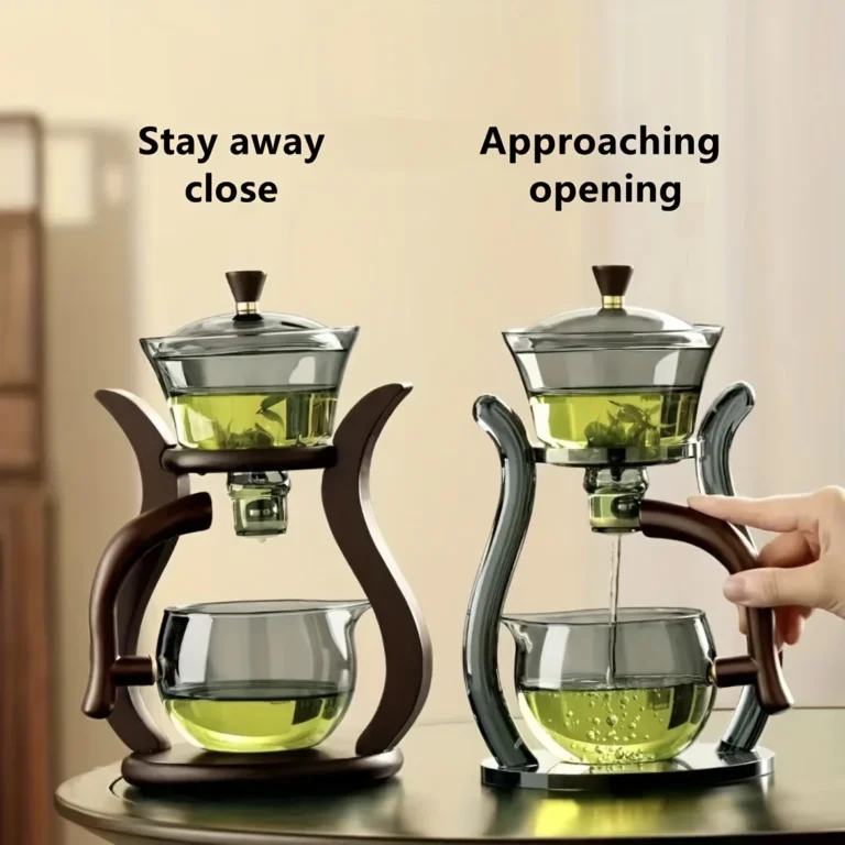 Lazy Kung Fu Glass Tea Set Semi Automatic Drip With Infuser Glass Teapot Set Magnetic Switch Teapot Teacup Set Glassware - Image 3