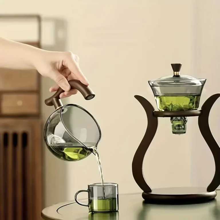 Lazy Kung Fu Glass Tea Set Semi Automatic Drip With Infuser Glass Teapot Set Magnetic Switch Teapot Teacup Set Glassware - Image 5