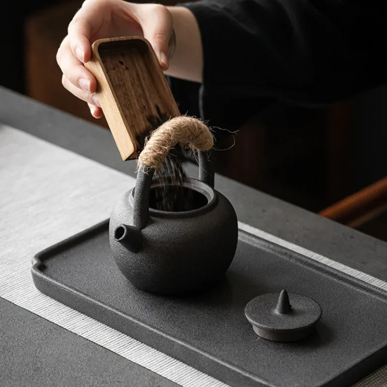 Japanese Style Rough Ceramic Tea Set Household Tilting Pot Dry Brewing Tray Teacup Set Gift Box - Image 3