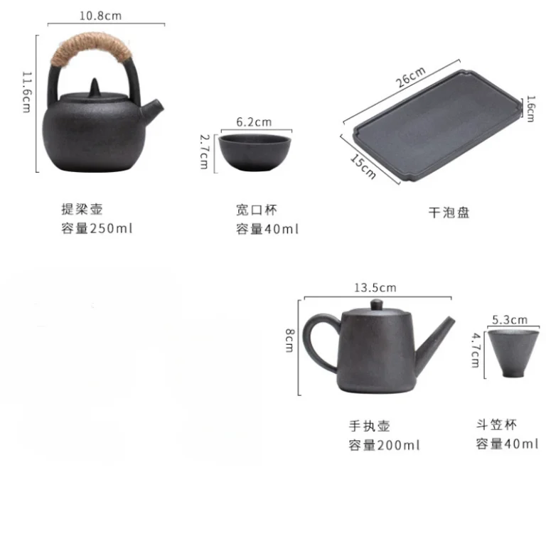 Japanese Style Rough Ceramic Tea Set Household Tilting Pot Dry Brewing Tray Teacup Set Gift Box - Image 5