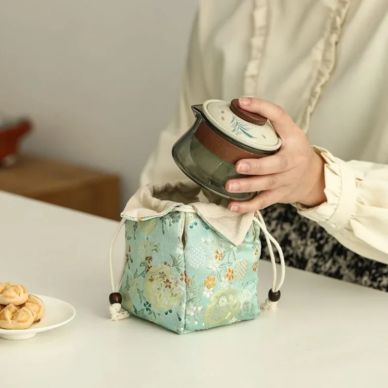Hand-painted Ceramic Quick Cup One Pot Three Cups Glass Travel Tea Set Outdoor Brewing Teapot Portable Storage Bag - Image 4