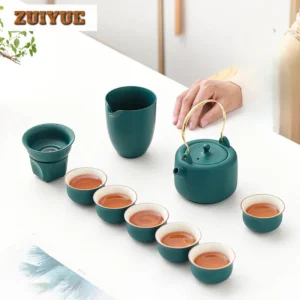Coarse Pottery Loop-handled Teapot Tea Set Complete Set Antique Tea Ceremony Set Tea Maker Teapot and Tea Cup Set Teaset Gift