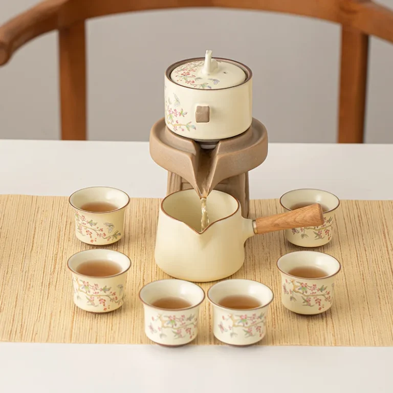 Ru Kiln Wisteria Flower Automatic Tea Set Home Light Luxury Premium Tea Maker Gift Box Packaging - Image 3
