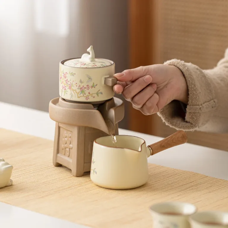 Ru Kiln Wisteria Flower Automatic Tea Set Home Light Luxury Premium Tea Maker Gift Box Packaging - Image 4