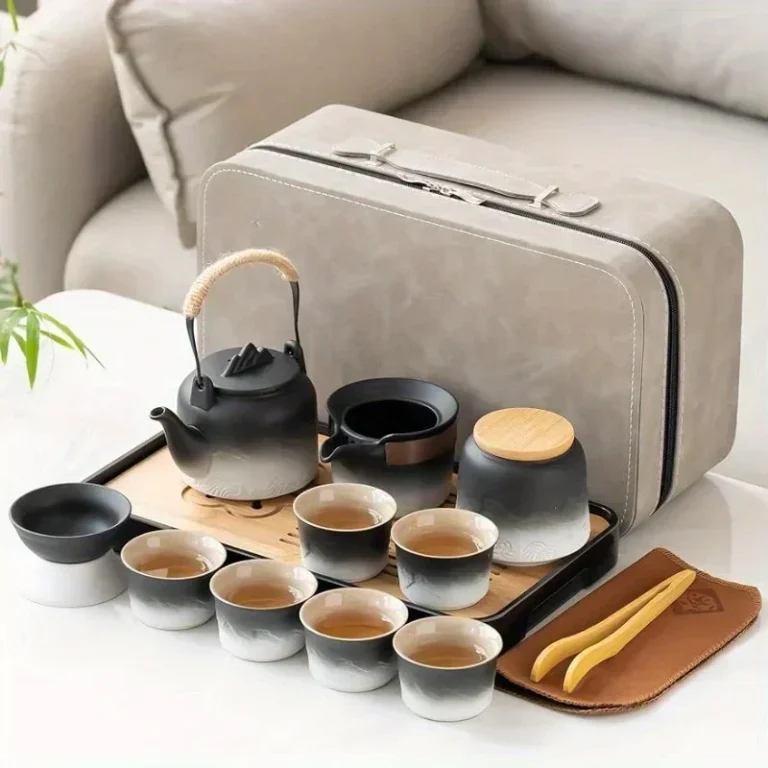 1Set Ceramic Black Kung Fu Tea Set Portable Travel Tea Box Set Office and Household Mate Tea Brewing Set Gift for  Lover - Image 2