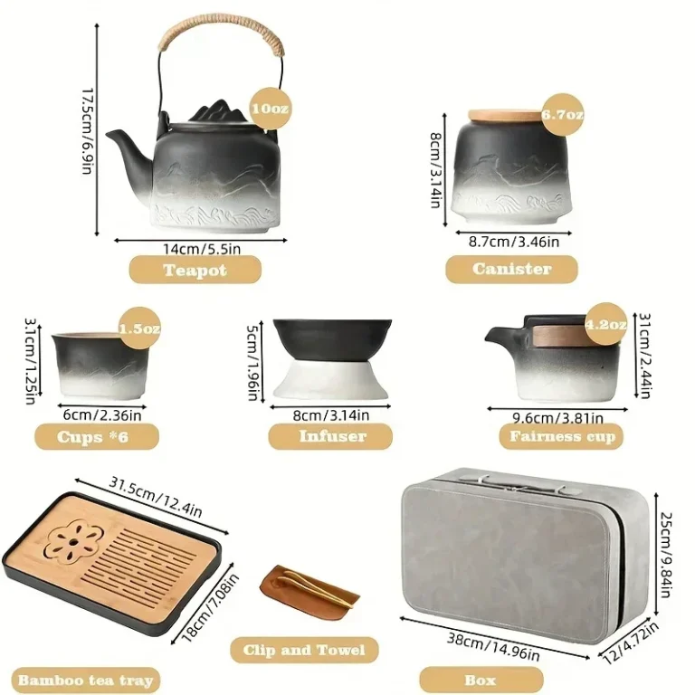 1Set Ceramic Black Kung Fu Tea Set Portable Travel Tea Box Set Office and Household Mate Tea Brewing Set Gift for  Lover - Image 5