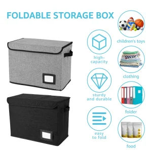 New Foldable Clothing Storage Box Washable Comic Book Storage Bin with Handle Enclosed Lid Multipurpose Organizer for HomeOffice 1