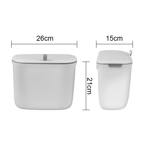 Wall Mounted Kitchen Cabinet Door Dustbin 7L Garbage Cans For Kitchens Hanging Trashs Can With Lid Waste Bin Counter Bins 6