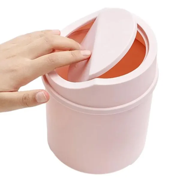 Mini Waste Bin with Lid Desktop Table Roll Swing Lid Waste Bin Small Trash Can Bedroom Office Desk Storage Box Home Supplies 3