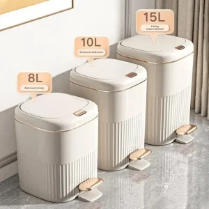 8/10L Foot Pedal Trash Can Luxury Office Kitchen Trash Can Waterproof Bathroom Waste Bins with Lid Large Capacity Garbage Bin 1