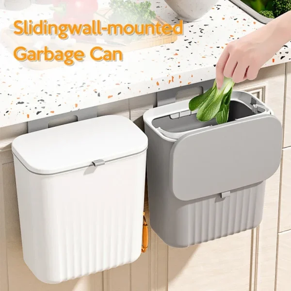 9L Wall Mounted Trash Can Kitchen Cabinet Storage Smart Bucket For Bathroom Recycling Hanging Trash Bins Kitchen Accessories 2