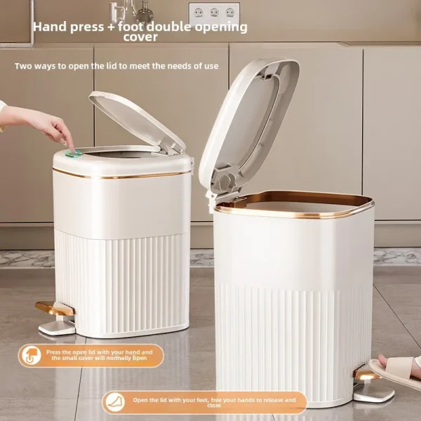 8/10L Foot Pedal Trash Can Luxury Office Kitchen Trash Can Waterproof Bathroom Waste Bins with Lid Large Capacity Garbage Bin 3
