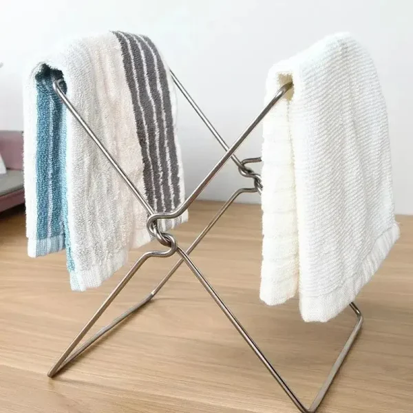 Stainless Steel Trash Rack Foldable Kitchen Desktop Office Trash Holder Trash Bag Towel Hanger Kitchen Garbage Bin  Garbage Can 2