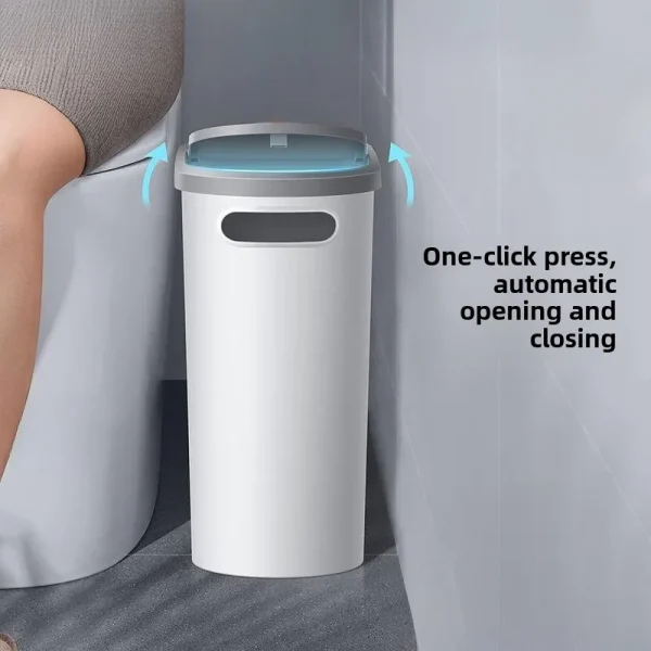 Bathroom crevice pressing garbage bin household with lid 2025 new living room toilet storage large capacity paper basket 3