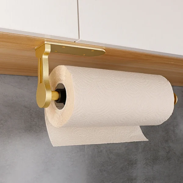 Stand Paper Holder Adhesive Damping Aluminum Rose Gold Creative Tissue Roll Rack Toilet Paper Towel Holder for Bathroom Kitchen 5