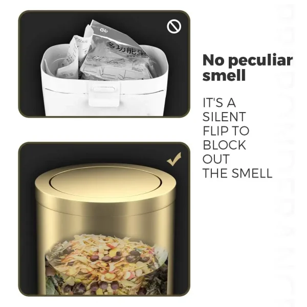 9L light luxury gold trash can with swing lid ，gold garbage bin for bathroom ，living room, office, bedroom, hotel 3