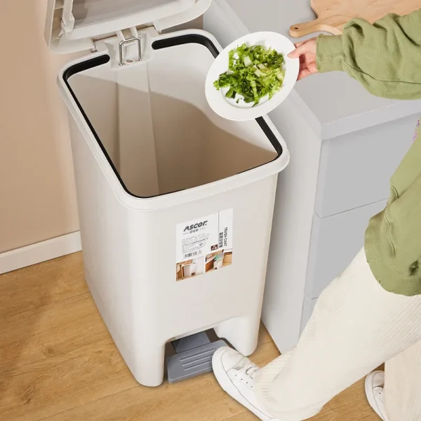 Large Capacity Garbage Bin with Lid Household Bathroom Living Room Kitchen Bedroom Light Luxury Pedal and Press Type Garbage Bin 2