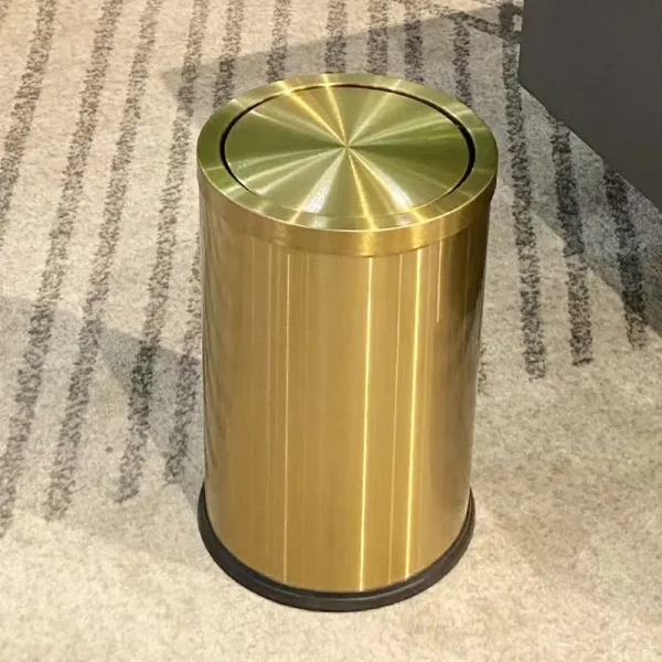 9L light luxury gold trash can with swing lid ，gold garbage bin for bathroom ，living room, office, bedroom, hotel 2