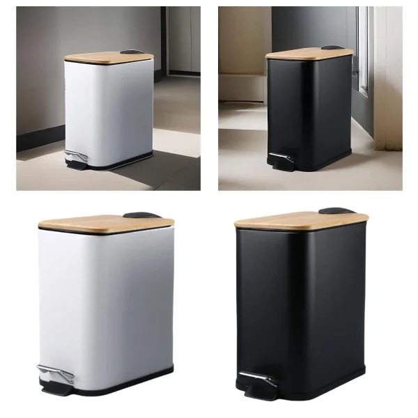 Step Trash Can with Lid Odorless Waterproof Kitchen Wastebasket Foot Pedal Garbage Bin for Living Toilet Entryway Restroom Home 6