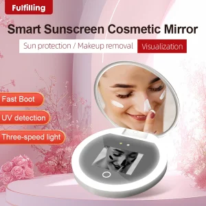Smart Sunscreen Led Light Portable Makeup Mirror Uv Camera Visual Face Sunscreen Makeup Mirror 1
