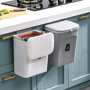 7/9L Wall Mounted Trash Can Household Galley Waste Bin Hanging Bathroom Trash Can With Lid Food Garbage Bin Kitchen Accessories 1