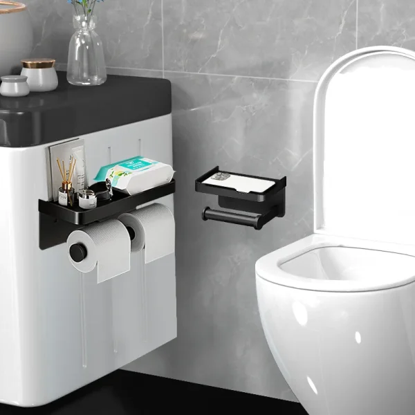 Toilet Paper Holder Wall-Mounted Aluminum alloy Toilet paper holder tissue rack Bathroom tissue holder Bathroom Accessories 5