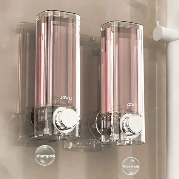 Wall-Mounted Soap Dispenser No-Drill Suction Cup Plastic Lead-Free Independent Installation Bathroom Accessories Battery-Free 5