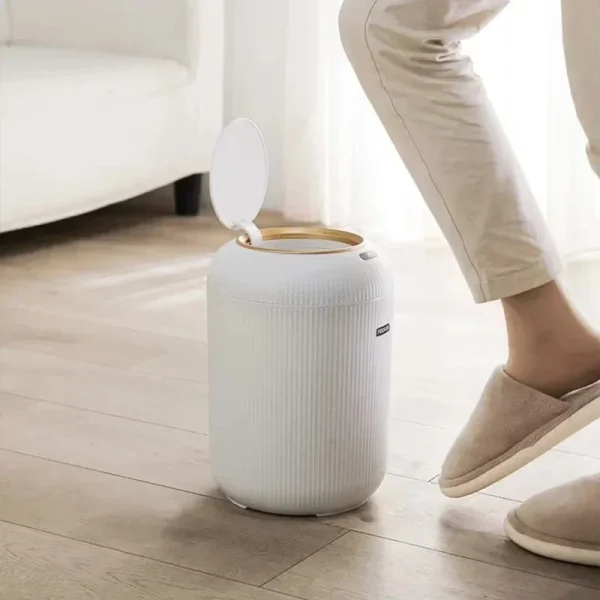 Automatic Trash Can Plastic Kitchen Round Trash Bin with Lid Bathroom Office Automatic Sensor Smart Garbage Bin Home Supplies 5