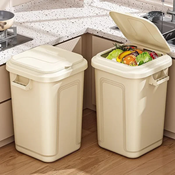 Large capacity kitchen garbage bin with high cover, modern style household living room garbage bin,courtyard outdoor garbage bin 2