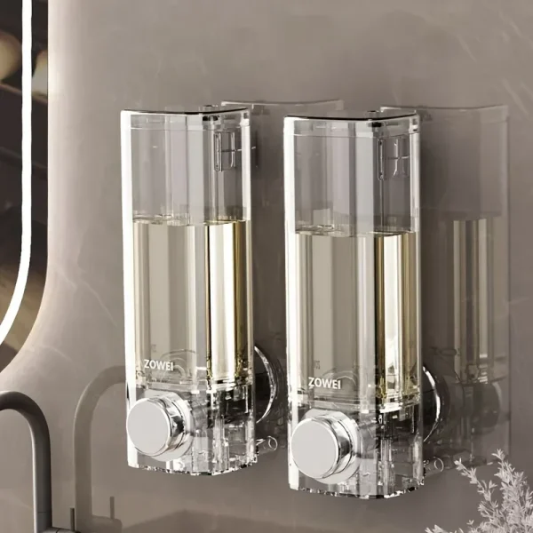 Wall-Mounted Soap Dispenser No-Drill Suction Cup Plastic Lead-Free Independent Installation Bathroom Accessories Battery-Free 1
