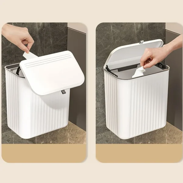 9L Wall Mounted Trash Can Household Galley Waste Bin Hanging Bathroom Trash Can With Lid Food Garbage Bin Kitchen Accessories 4
