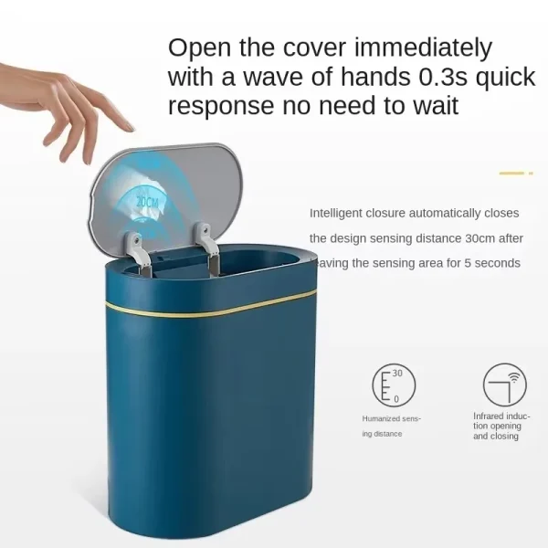 Smart Sensor Trash Can For Kitchen Bathroom Toilet  Automatic Induction Waterproof Wastebasket Garbage Bin with Lid 7/8L Dustbin 6