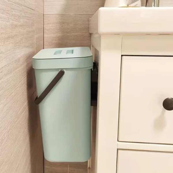 Trash Can Kitchen Wall Mounted Hanging Trash Can With Lid Garbage Can for Cabinet Under Sink Waste Garbage Compost Bin 3/5L 3