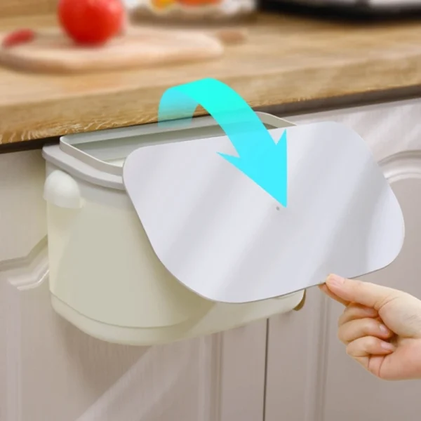 Wall Mounted Kitchen Compost Bin Multifunction Hanging Trash Can with Lid for Home Office and Bathroom Toilet Space Saving 3