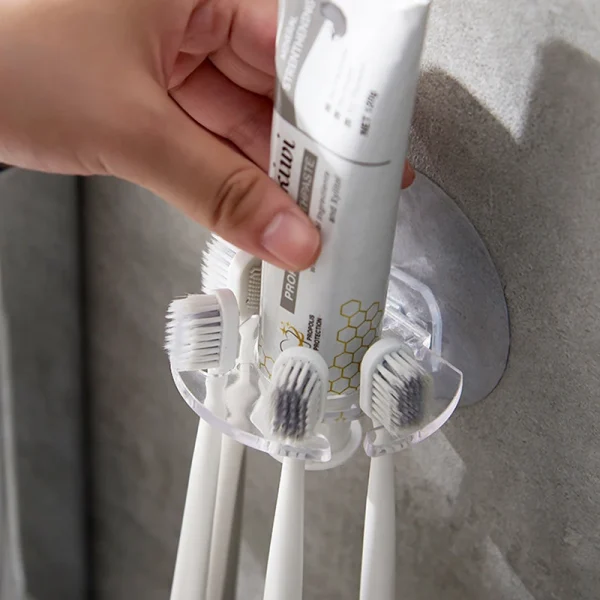 NEW Self-adhesive Wall Mount Toothpaste Dispenser Toothbrush Holder Storage Squeezer Shaver Holder Bathroom Shelves Accessories 1