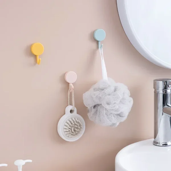 10PCS Self Adhesive Wall Hook Strong Without Drilling Coat Bag Bathroom Door Kitchen Towel Hanger Hooks Home Storage Accessories 2