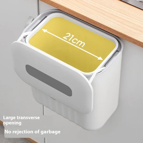 Trash Bin Without Punching Silicone Handle with Lid Two-way Opening Lid Wall-mounted PP Paper Basket Storage Tube Household Item 2