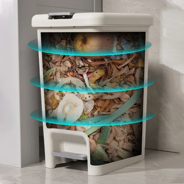 Large Capacity Garbage Bin with Lid Household Bathroom Living Room Kitchen Bedroom Light Luxury Pedal and Press Type Garbage Bin 3