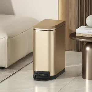 6L stainless steel pedal light luxuary trash bin, double metal narrow trash can, suitable for bathroom, bedroom, office, hotel 1