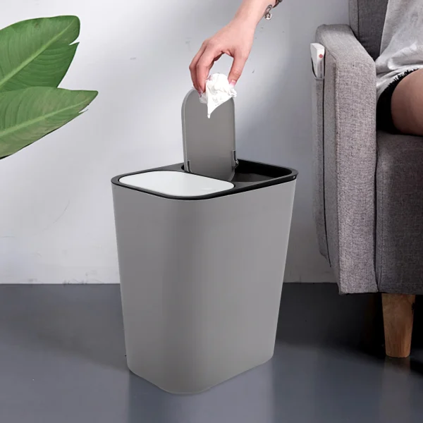 Dry Wet Separation Trash Can 2 Compartments Kitchen Recycling Waste Bin Garbage Container Rubbish Bucket Home Office Stable 6