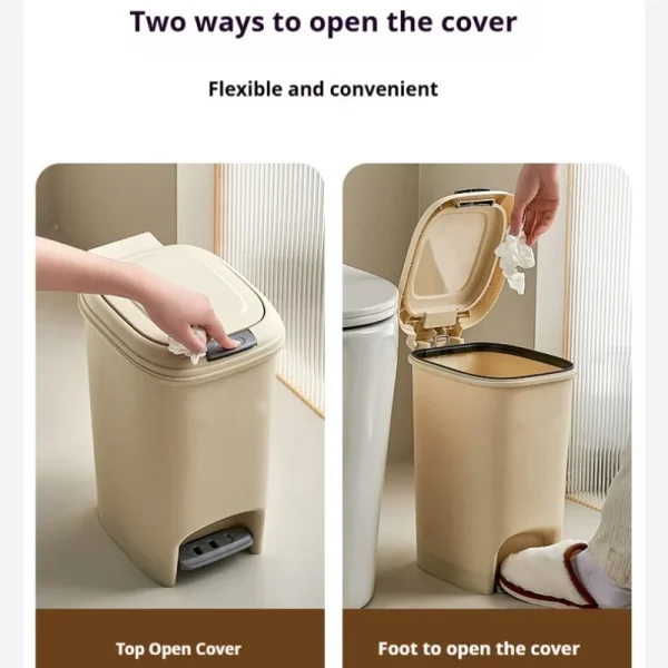 Foot-pressed Double-open Trash Can Waterproof with Cover Bathroom Kitchen Waste Recycling Bin Large Storage Box Home Supplies 4