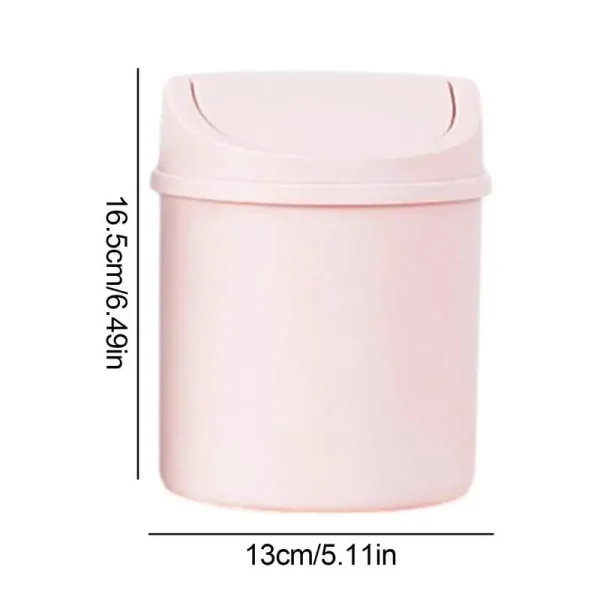 Mini Waste Bin with Lid Desktop Table Roll Swing Lid Waste Bin Small Trash Can Bedroom Office Desk Storage Box Home Supplies 6