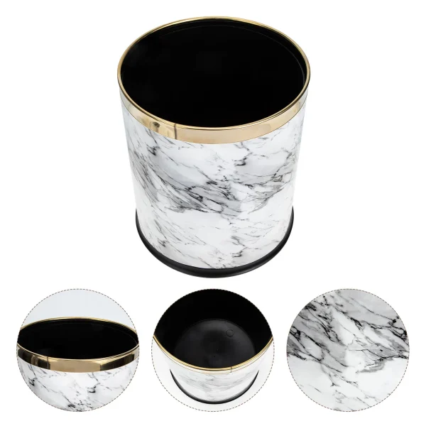 Marble Trash Can Wastebasket European Style Marbling Bin Garbage Plastic Storage 1