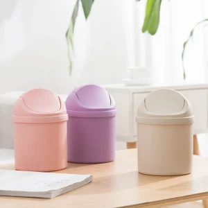 Mini Desktop Bin Small Trash Can Tube with Cover Bedroom Trash Garbage Can Clean Workspace Kitchen Storage Box Home Desk Dustbin 1